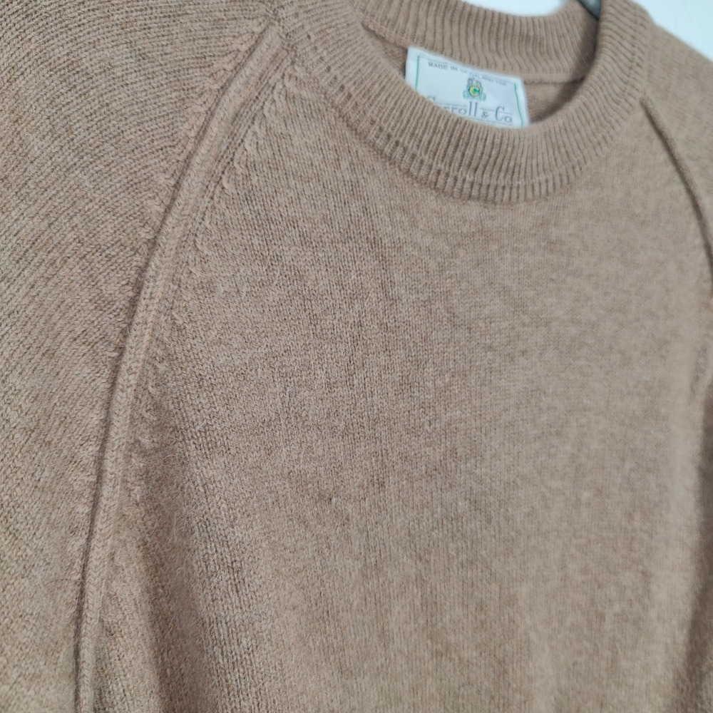 Carroll & Co Sweater Mens 40 Tan Wool Angora Crewneck Raglan‎ Scotland Old Money - Picture 5 of 10